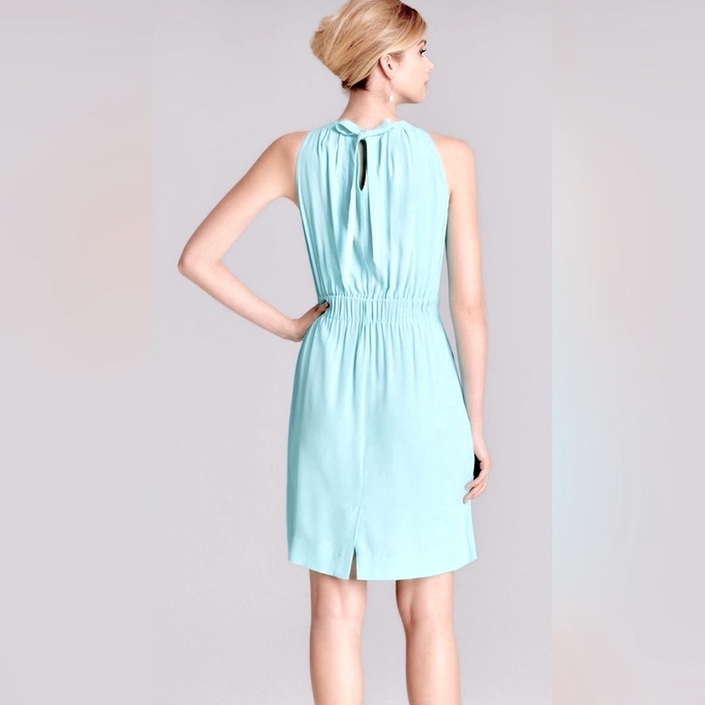 kate spade Light Aqua Blue Sleeveless Pleated Neck Mini Dress - Picture 5 of 7